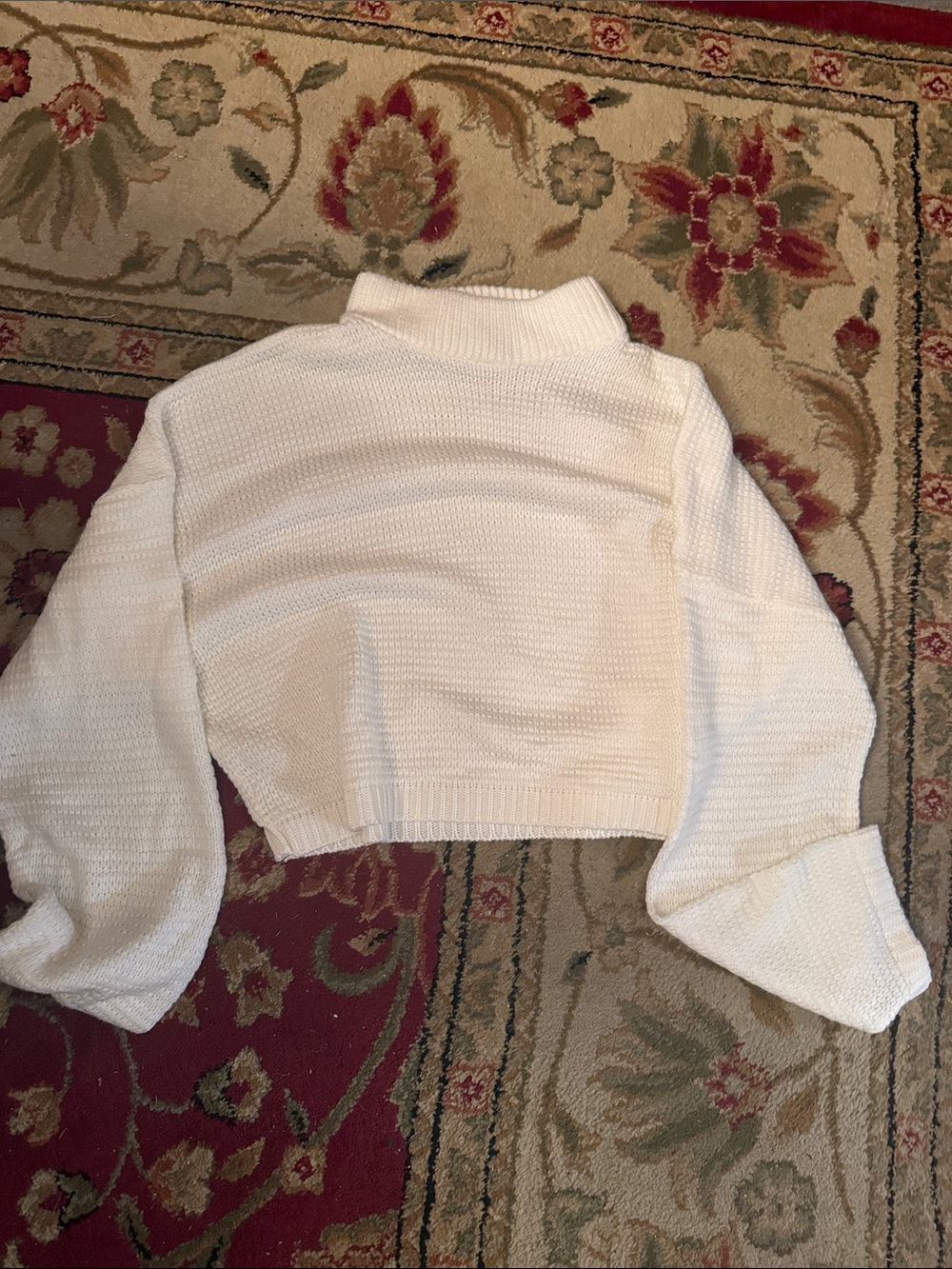 Express Cream Cropped Turtleneck Sweater